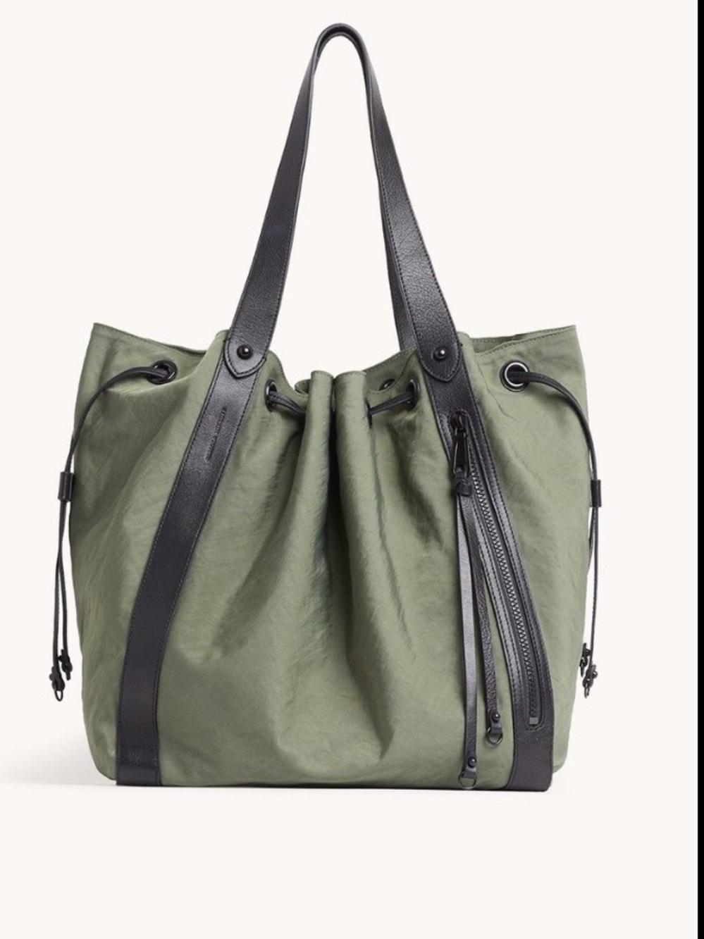 Rebecca Minkoff Olive and Black Drawstring Hobo Tote